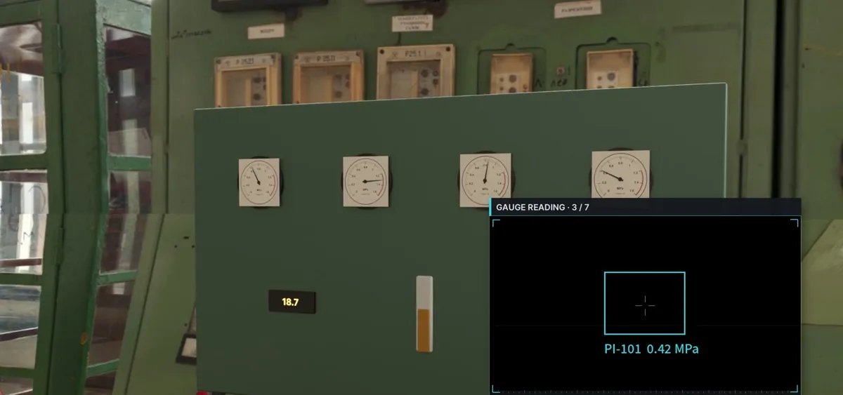 Robot dog gimbal reading analog pressure gauges at an inspection point