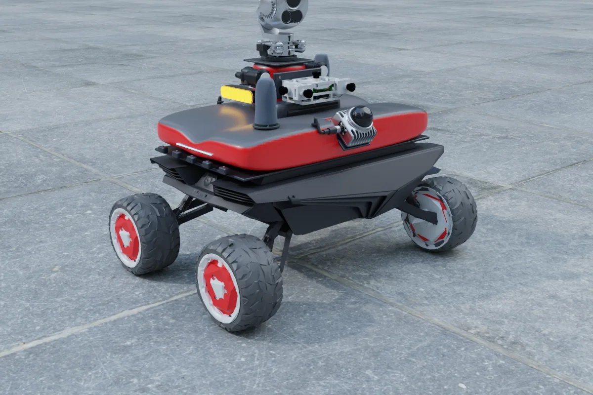 AgileX Scout Mini with the YUANZHI inspection payload kit: LiDAR, dual-spectrum gimbal and RTK antennas (YUANZHI ROBOTICS render)