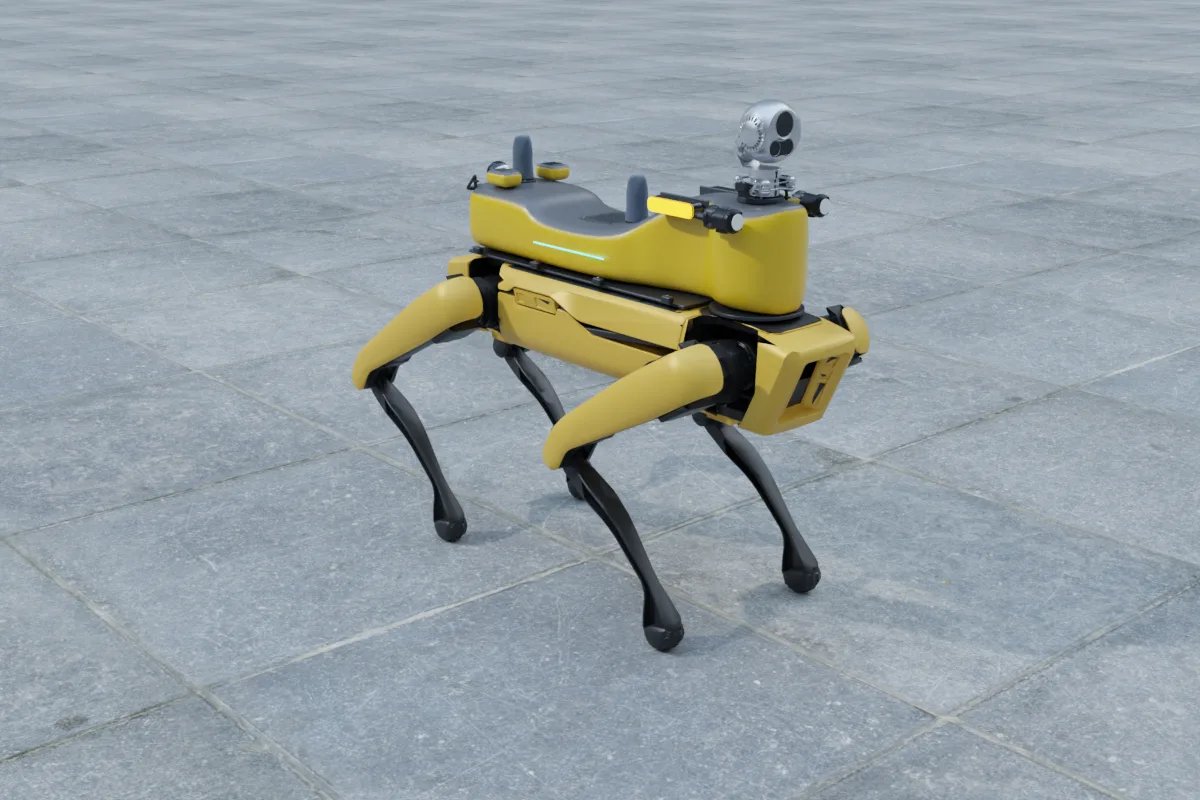 Boston Dynamics Spot with the YUANZHI inspection payload kit: LiDAR, dual-spectrum gimbal and RTK antennas (YUANZHI ROBOTICS render)